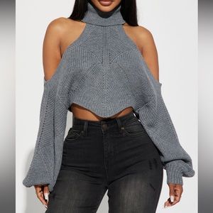 Cute and unique cold shoulder turtleneck sweater